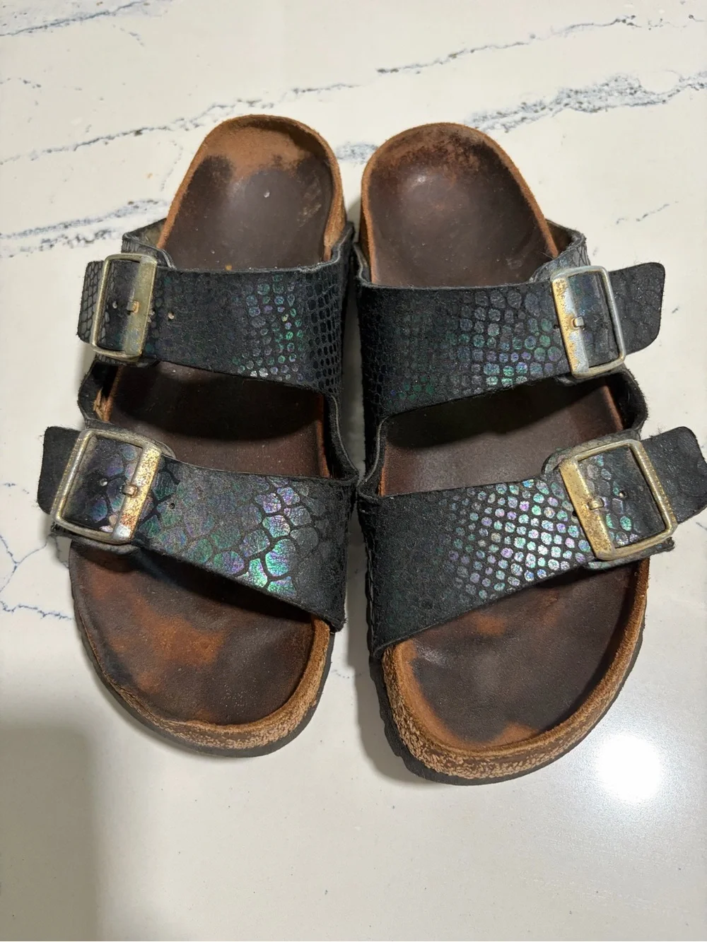 Birkenstock mermaid Black Double-Buckle Slide Sandals size 40 - Picture 1 of 10